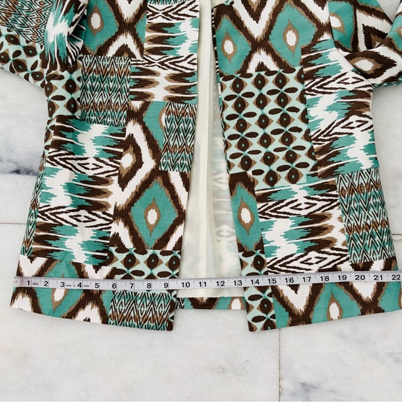VTG Alfred Dunner Blazer Green Brown Geometric Aztec Open Women 6P Artsy Office - Picture 9 of 9